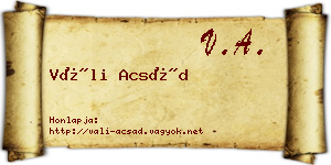 Váli Acsád névjegykártya